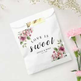 Bolsa De Papel Elegante Boda de color de agua rosa rosa rosa Bouq