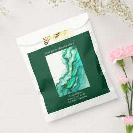 Bolsa De Papel Elegante Boda de color de mármol Verde azulado esm