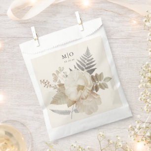 Bolsa De Papel Elegante Boda de crema de Moda floral de tierra