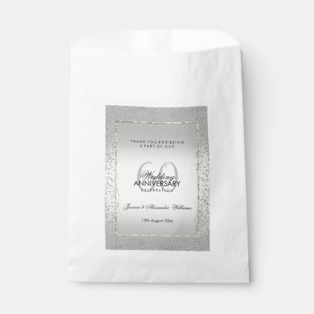 Bolsa De Papel Elegante Boda de diamantes de plata Confetti 60 (Anverso)