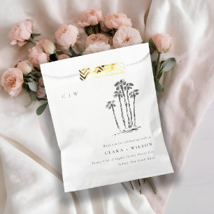 Bolsa De Papel Elegante Boda de esbozo de árbol de palmas tropica