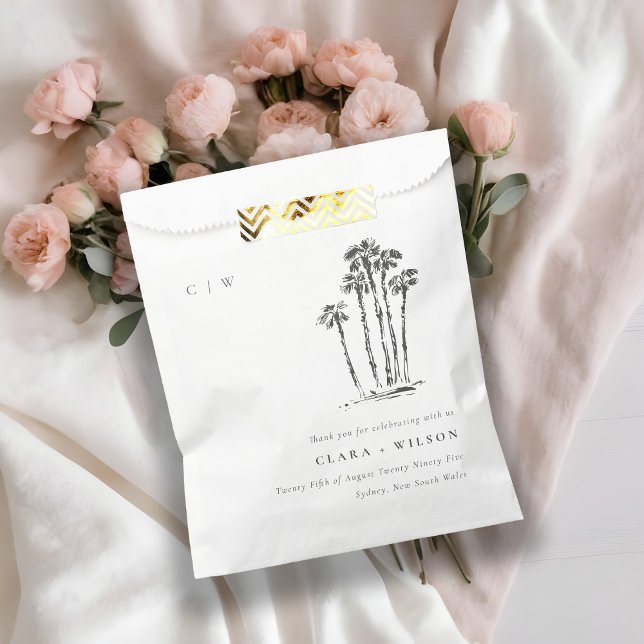 Bolsa De Papel Elegante Boda de esbozo de árbol de palmas tropica (Subido por el creador)