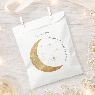 Bolsa De Papel Elegante Boda de estrellas de luna de oro celestia