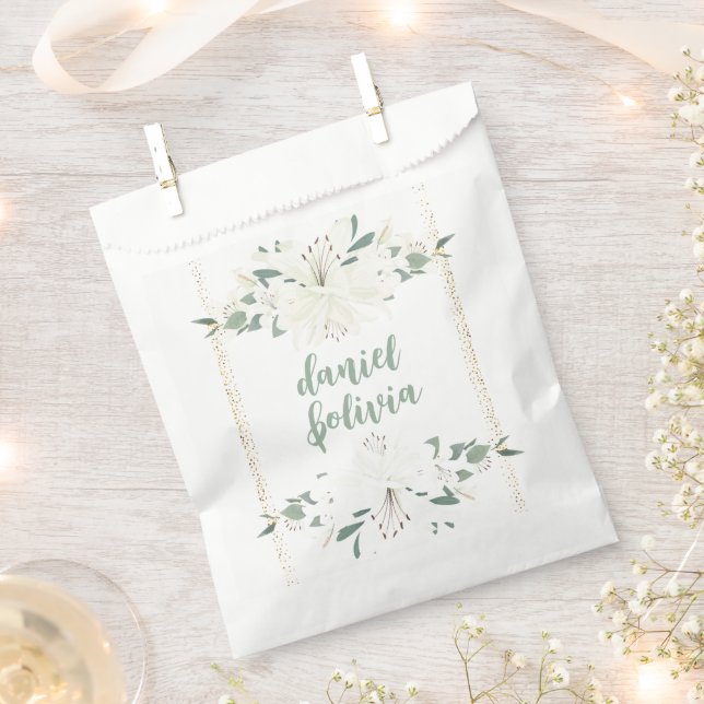 Bolsa De Papel Elegante Boda de Flor Silvestre Charm Green (Cortado)