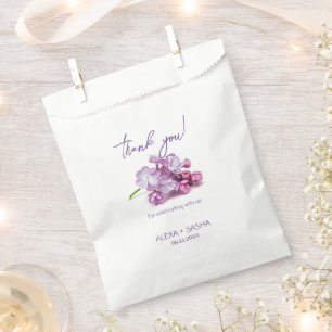 Bolsa De Papel Elegante Boda de Flores de Lino Púrpura Ligera