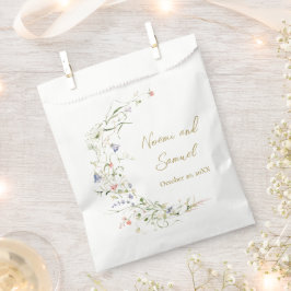 Bolsa De Papel Elegante Boda de flores silvestres de color agua d