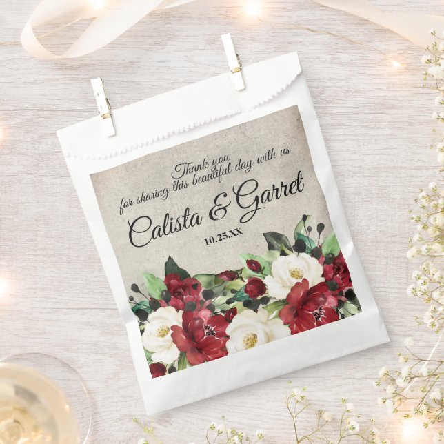 Bolsa De Papel Elegante Boda de Gótico rojo oscuro (Cortado)