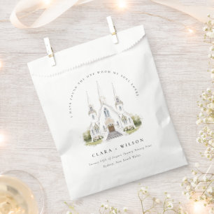 Bolsa De Papel Elegante Boda de Iglesia Católica de Acuarela