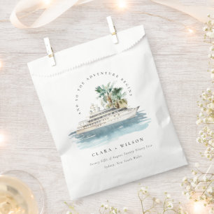 Bolsa De Papel Elegante Boda de la Palm Seascape del Barco de Cru