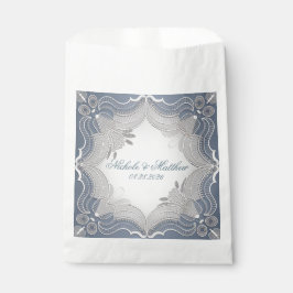 Bolsa De Papel Elegante Boda De Lace En Gradiente Azul