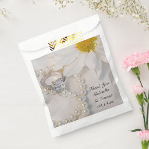 Bolsa De Papel Elegante Boda de margarita blanca gracias