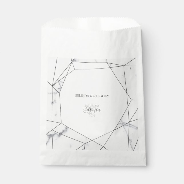 Bolsa De Papel Elegante Boda de mármol geométrico (Anverso)