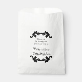 Bolsa De Papel Elegante boda de monograma gracias negro y blanco
