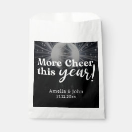 Bolsa De Papel Elegante Boda de Nochevieja Blanco Plata Negra