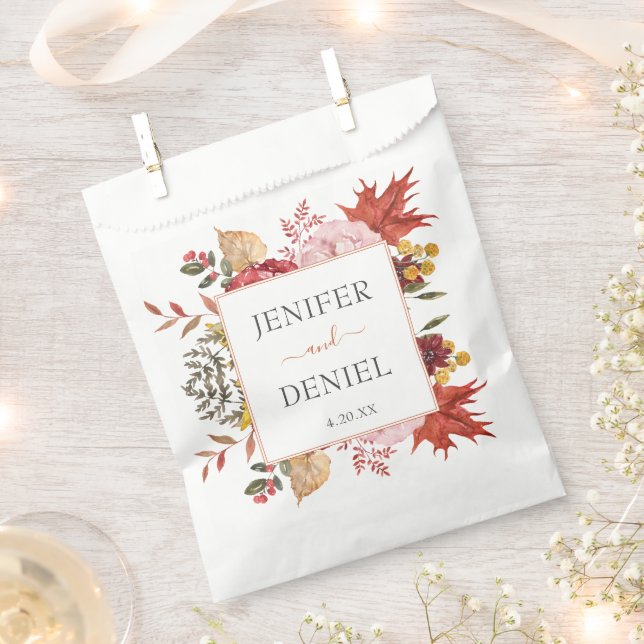 Bolsa De Papel Elegante Boda de otoño de hojas de otoño (Cortado)