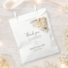 Bolsa De Papel Elegante Boda de Pearl White y Rosa de Marfil