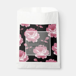 Bolsa De Papel Elegante Boda de Rosas de época rosa