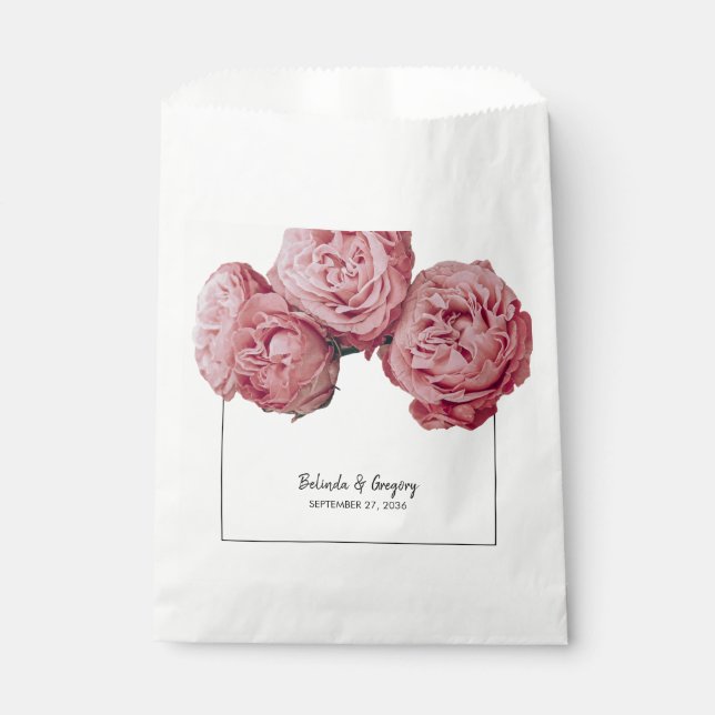 Bolsa De Papel Elegante Boda de rosas rosadas (Anverso)
