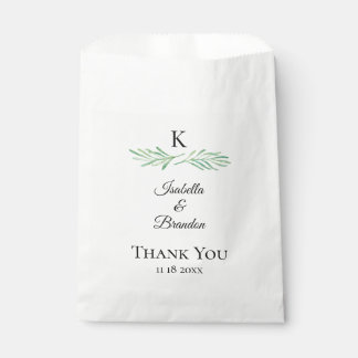 Bolsa De Papel Elegante Boda de verde monograma