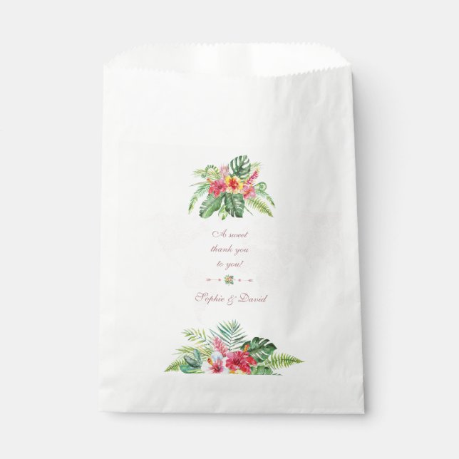 Bolsa De Papel Elegante Boda del Mapa Mundial de Oro Floral Tropi (Anverso)