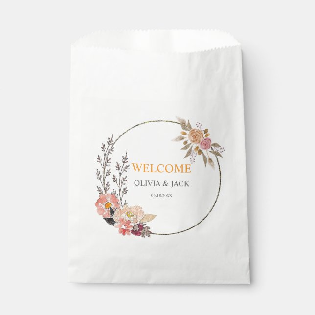 Bolsa De Papel Elegante Boda floral (Anverso)