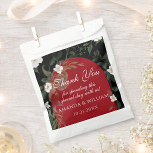 Bolsa De Papel Elegante Boda floral blanco rojo negro