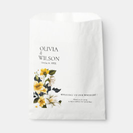 Bolsa De Papel Elegante Boda floral blanco y amarillo