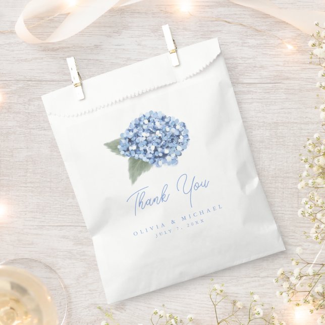 Bolsa De Papel Elegante Boda floral de Hydrangea azul (Cortado)