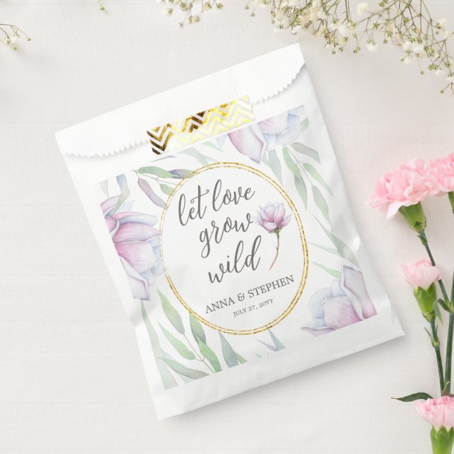 Bolsa De Papel Elegante Boda Floral Magnolia (Sellado)