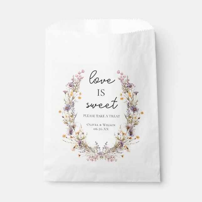 Bolsa De Papel Elegante Boda floral púrpura claro (Anverso)
