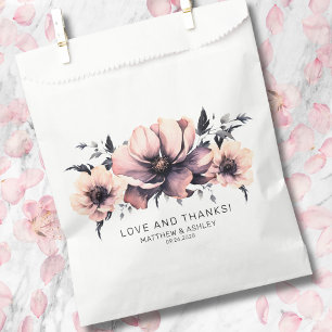 Bolsa De Papel Elegante Boda Floral Rosa Boho Chic Moderno