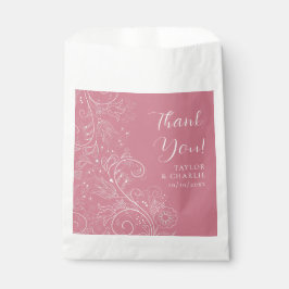 Bolsa De Papel Elegante Boda floral rosado y polvoriento gracias