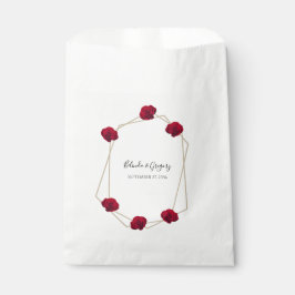 Bolsa De Papel Elegante Boda Geométrico de Rosa Roja