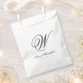 Bolsa De Papel Elegante Boda inicial de apellido clásico