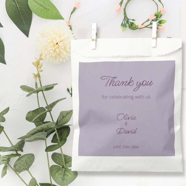 Bolsa De Papel Elegante Boda Minimalista de lila (Subido por el creador)