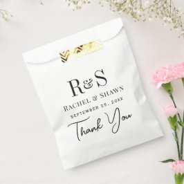 Bolsa De Papel Elegante Boda Monograma moderno de Moda blanca y n