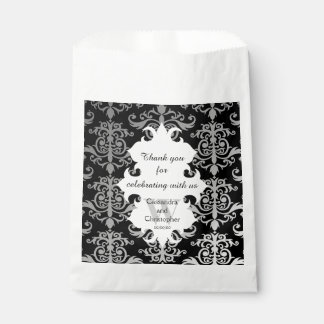 Bolsa De Papel Elegante boda monogramado personalizado de damasco