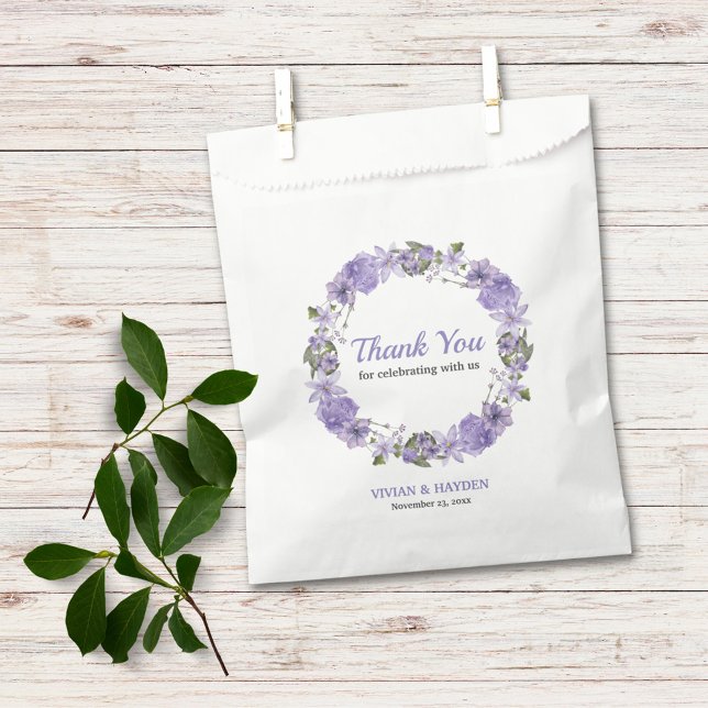 Bolsa De Papel Elegante Boda morado floral (Subido por el creador)