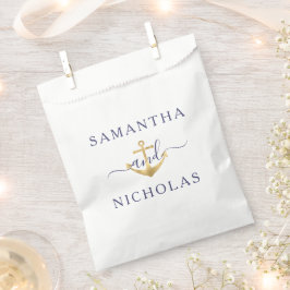 Bolsa De Papel Elegante Boda Nautical Gold Anchor