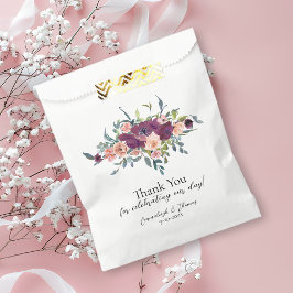Bolsa De Papel Elegante Boda Púrpura Floral Rosa