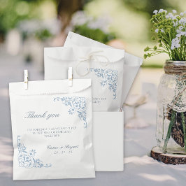 Bolsa De Papel Elegante Boda simple azul y blanco gracias
