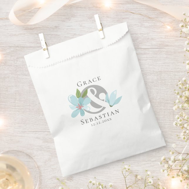 Bolsa De Papel Elegante Boda y Ampersor Floral (Cortado)