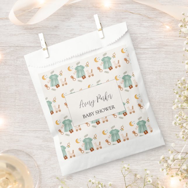 Bolsa De Papel Elegante Boho Baby Clothes Baby Shower (Cortado)