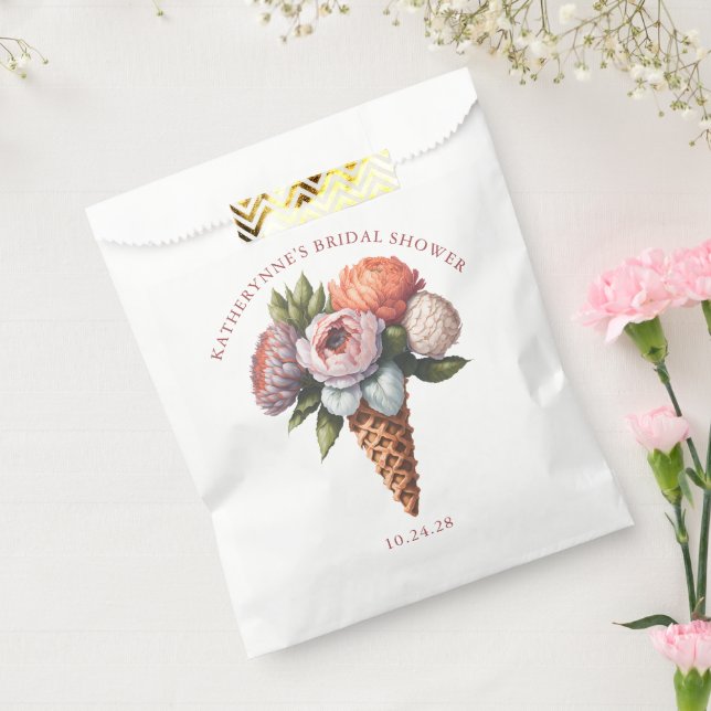 Bolsa De Papel Elegante Boho Bridal Shower de Helado (Sellado)