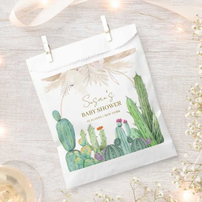 Bolsa De Papel Elegante Boho Western Cactus Arch Baby Shower (Cortado)