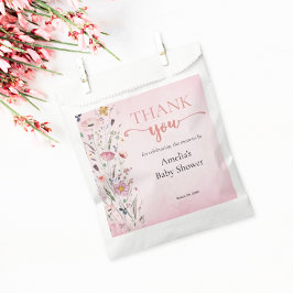 Bolsa De Papel Elegante Bolsa de Favor Baby Shower Rosa Flor Silv
