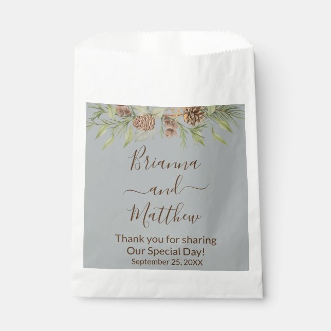 Bolsa De Papel Elegante Bolsa de Favor de la Boda Gris de Inviern (Anverso)