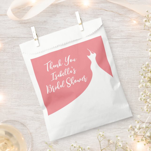 Bolsa De Papel Elegante Bridal Shower Favor Bag coral (Cortado)