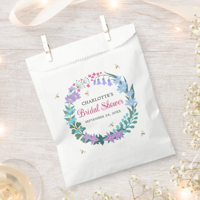 Bolsa De Papel Elegante Bridal Shower Floral Flores Silvestres Ga (Cortado)