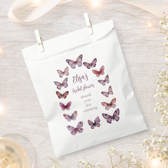 Bolsa De Papel Elegante Butterflies Bridal Shower Arch PERSONALIZ (Cortado)